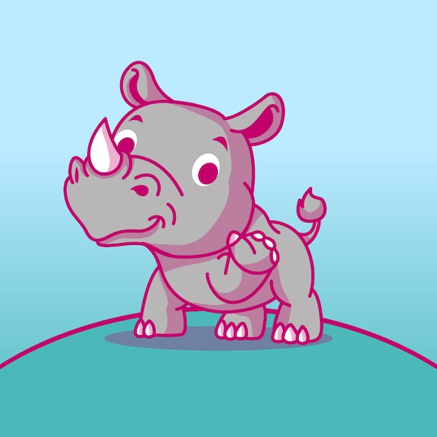 Vettore simpatico cartone animato di rinoceronte per bambini