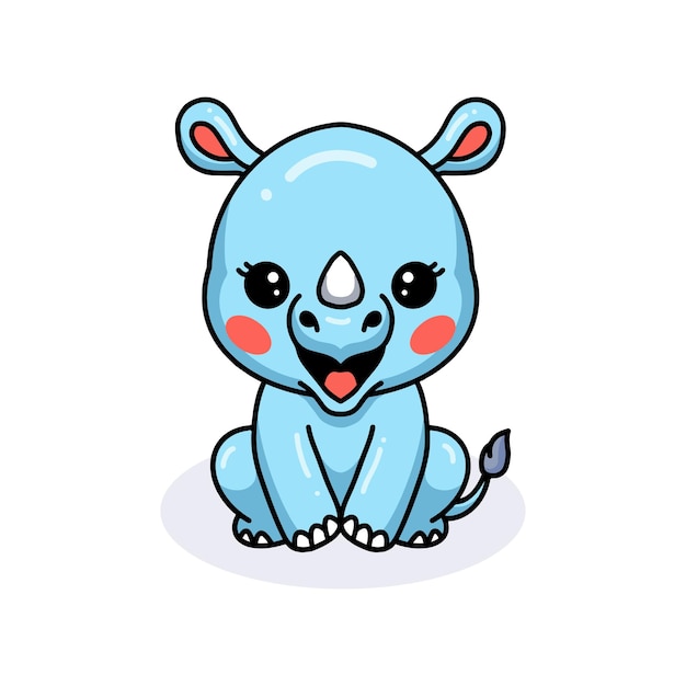 Cute baby rhino cartoon sitting