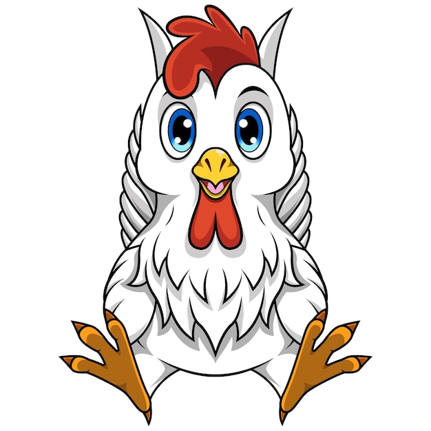 Cute baby rooster cartoon sitting