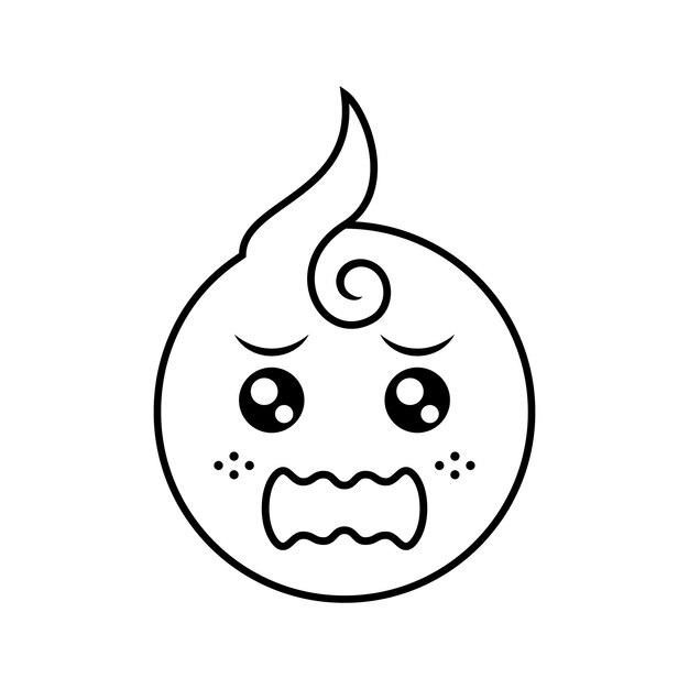아이콘 스티커 또는 로고에 사용되는 귀여운 아기 슬픈 표현 라인 아이콘 최소 및 간단한 스타일