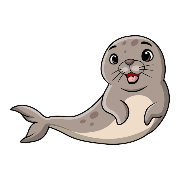 cute baby seal cartoon on white background