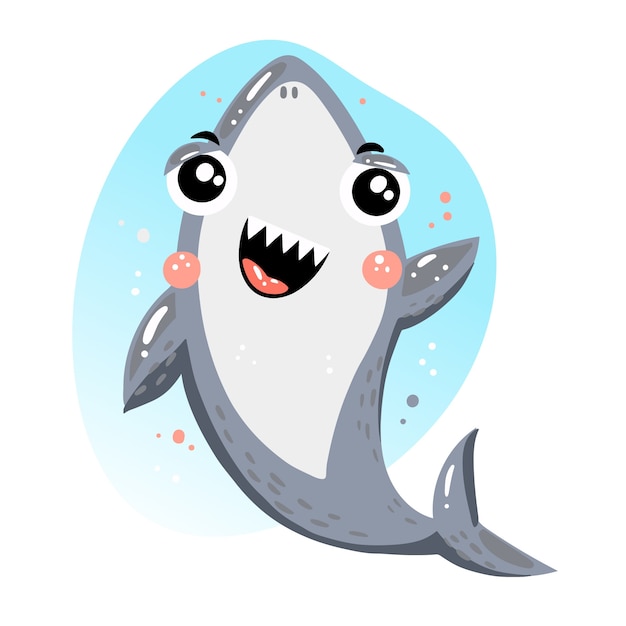 Cute baby shark in cartoon style concept