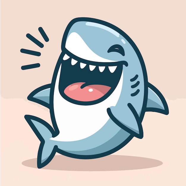 Vector cute baby shark mascot cartoon character smiling and laughing