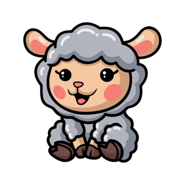 Cute baby sheep cartoon sitting