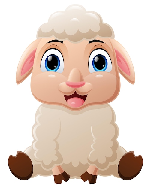 Simpatico cartone animato pecorella seduta