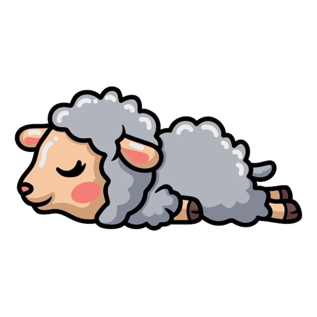 Cute baby sheep cartoon sleeping