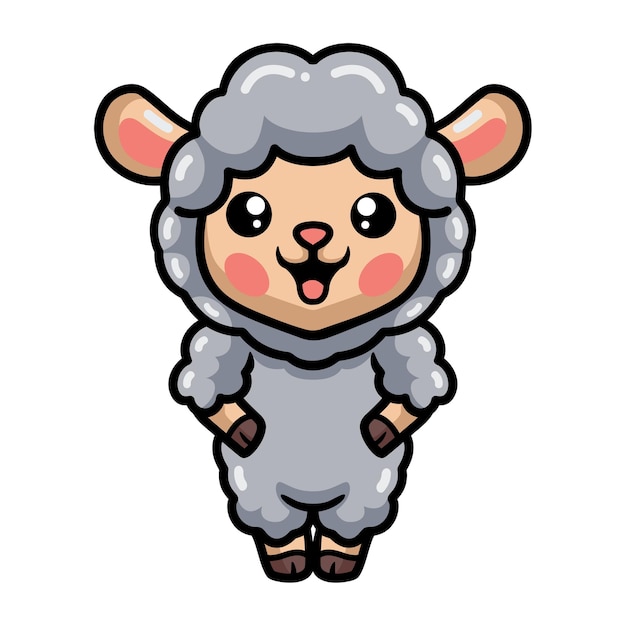Милый ребенок овец мультфильм стоя