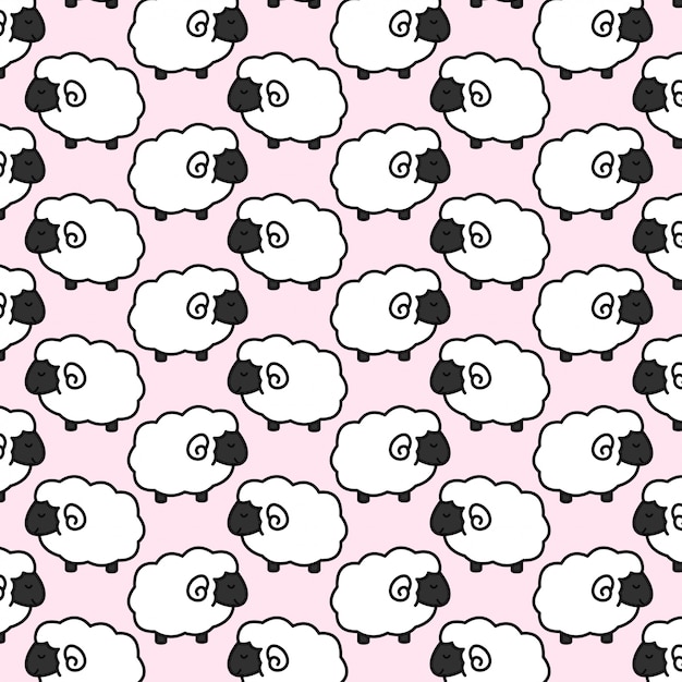 Vector cute baby sheep pattern