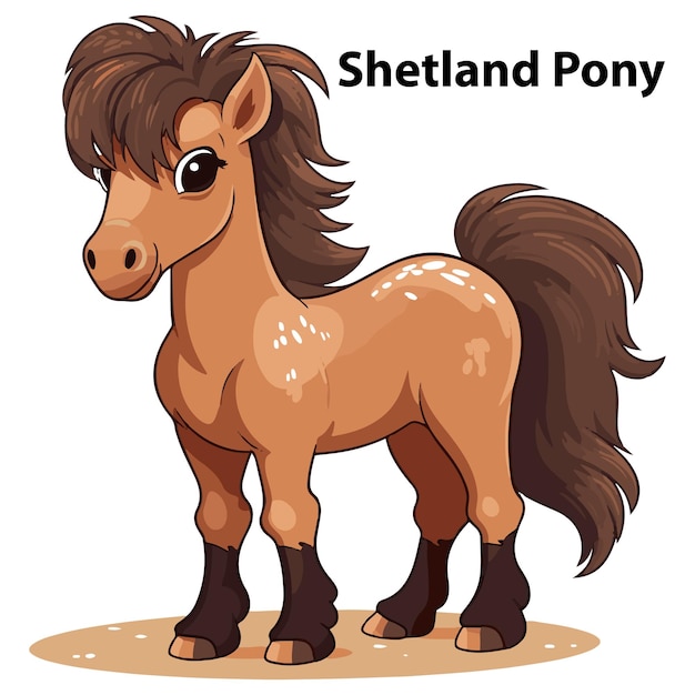 Cute and Baby Shetland pony mascot vector illustration