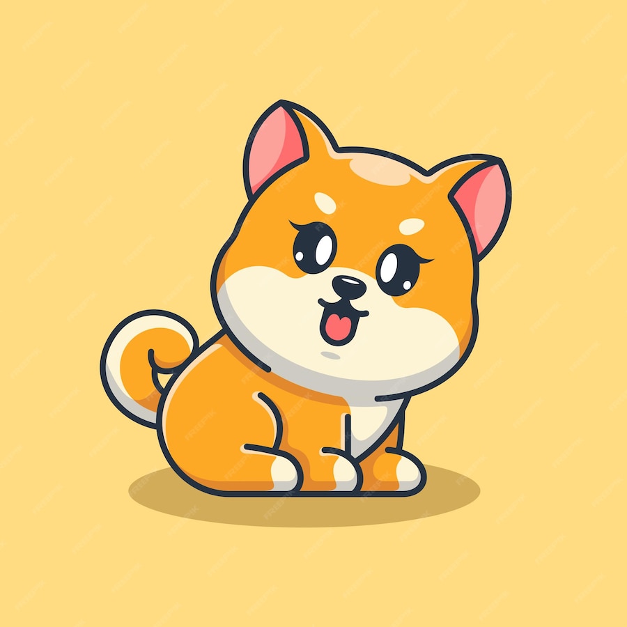 Premium Vector | Cute baby shiba inu dog sitting cartoon