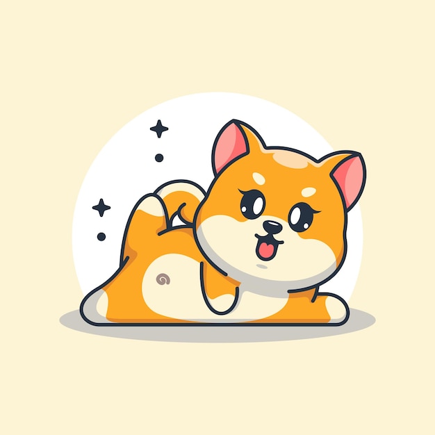 Vector cute baby shiba inu dog yoga pose cartoon