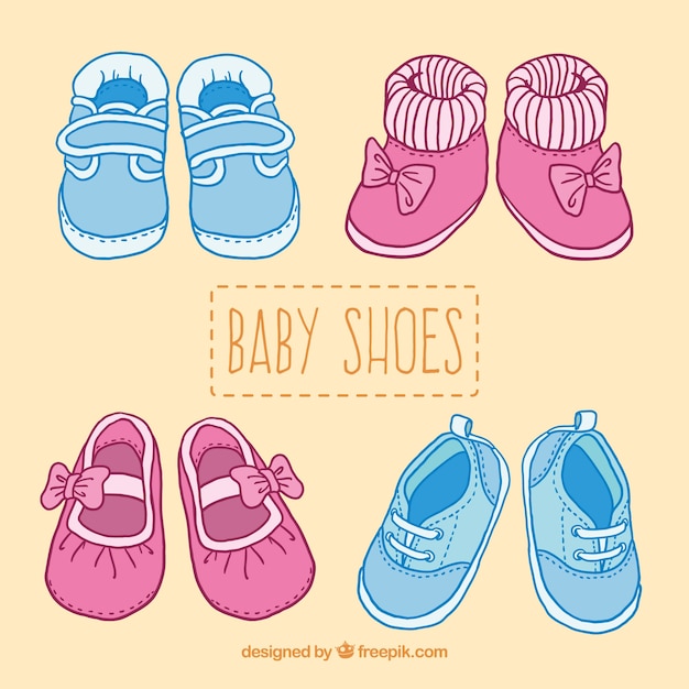 Cute baby shoes illustration