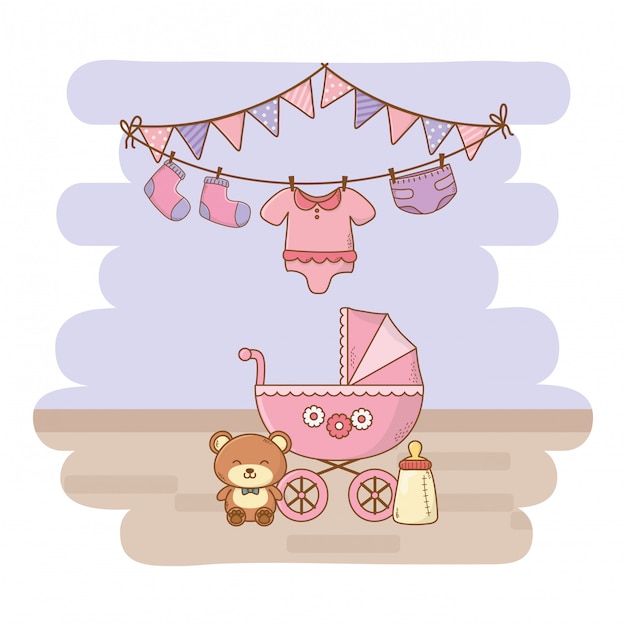 Vector cute baby shower cartoon