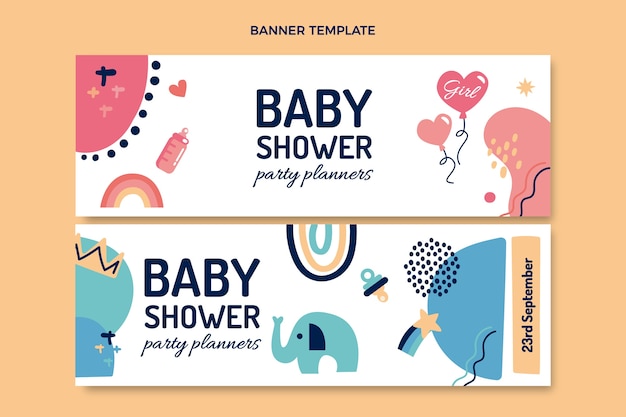 Vettore modello di banner design baby shower carino