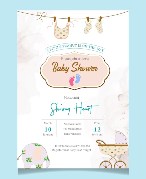 cute baby shower invitation card for baby and kids new born celebration