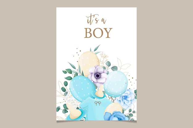 cute baby shower invitation card with beautiful floral