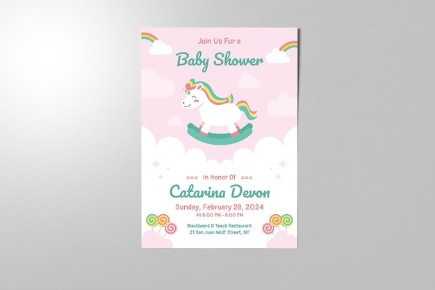 cute Baby shower invitation poster template