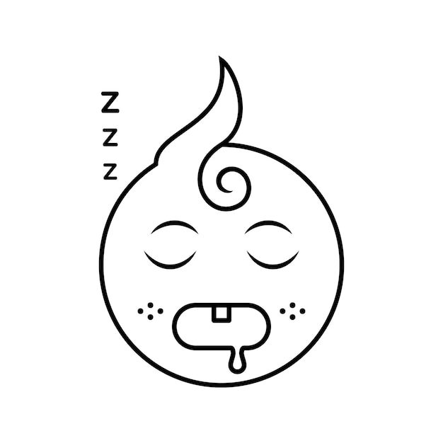 Vector cute baby sleep expression line icon minimal and simple style used for icons stickers or logos