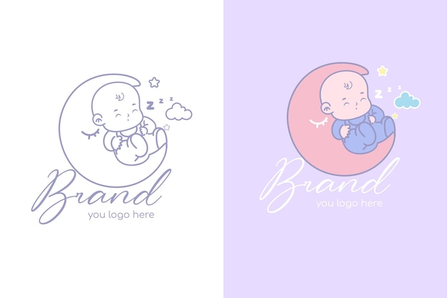 Cute baby sleep logo design