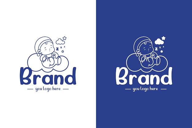 Cute baby sleep logo design