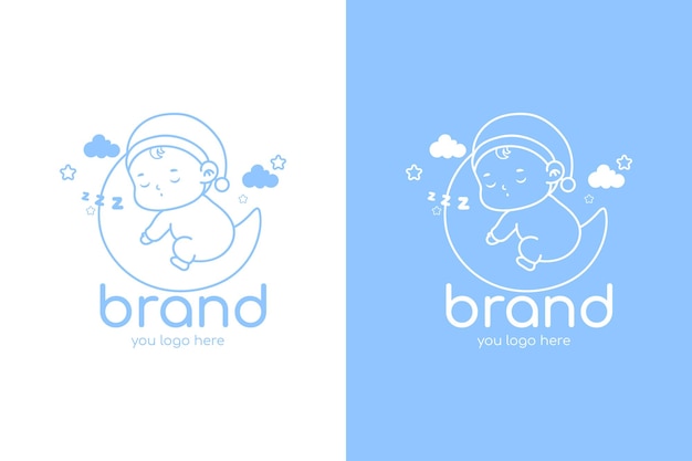 Cute baby sleep logo design