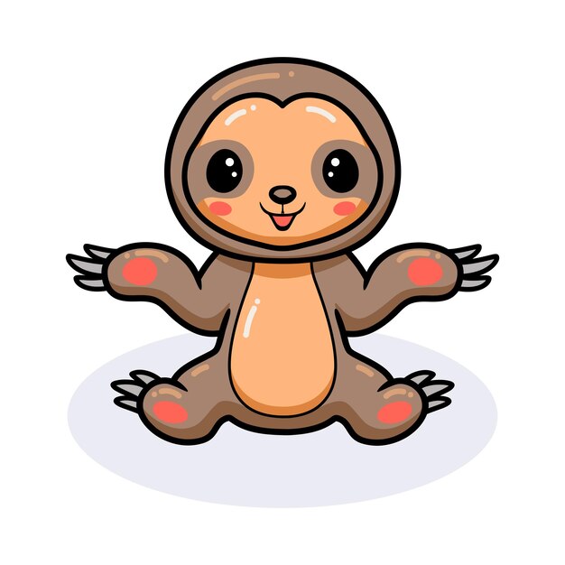 Cute baby sloth cartoon raising hands