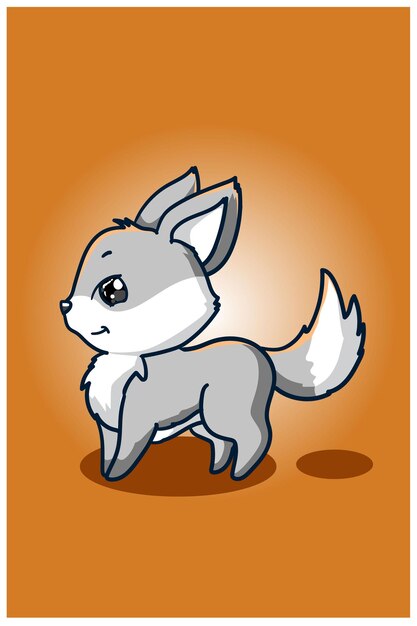 Vector cute baby small wolf illustration