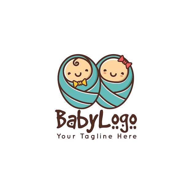 Cute baby smile logo template