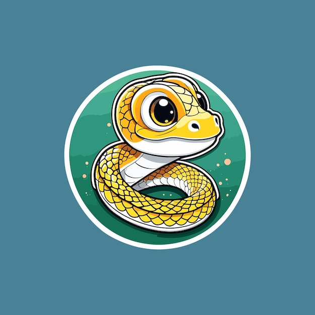 Cute Baby Snake Stickers Vector Style