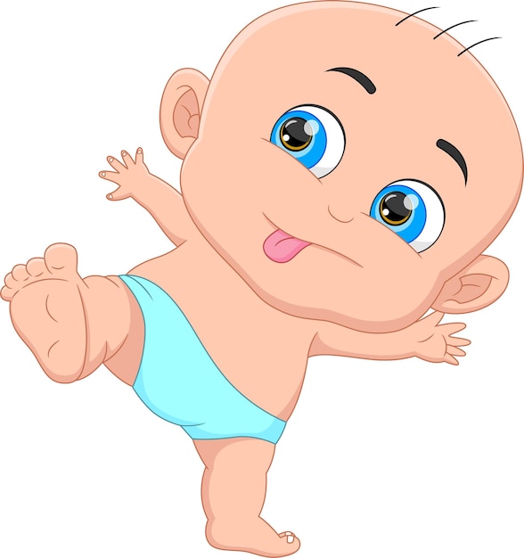 cute baby standing on white background