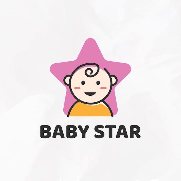 Vector cute baby and star logo design template