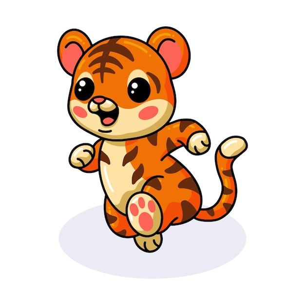 Cute baby tiger cartoon running