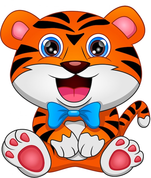 Вектор Мультфильм милый ребенок тигр