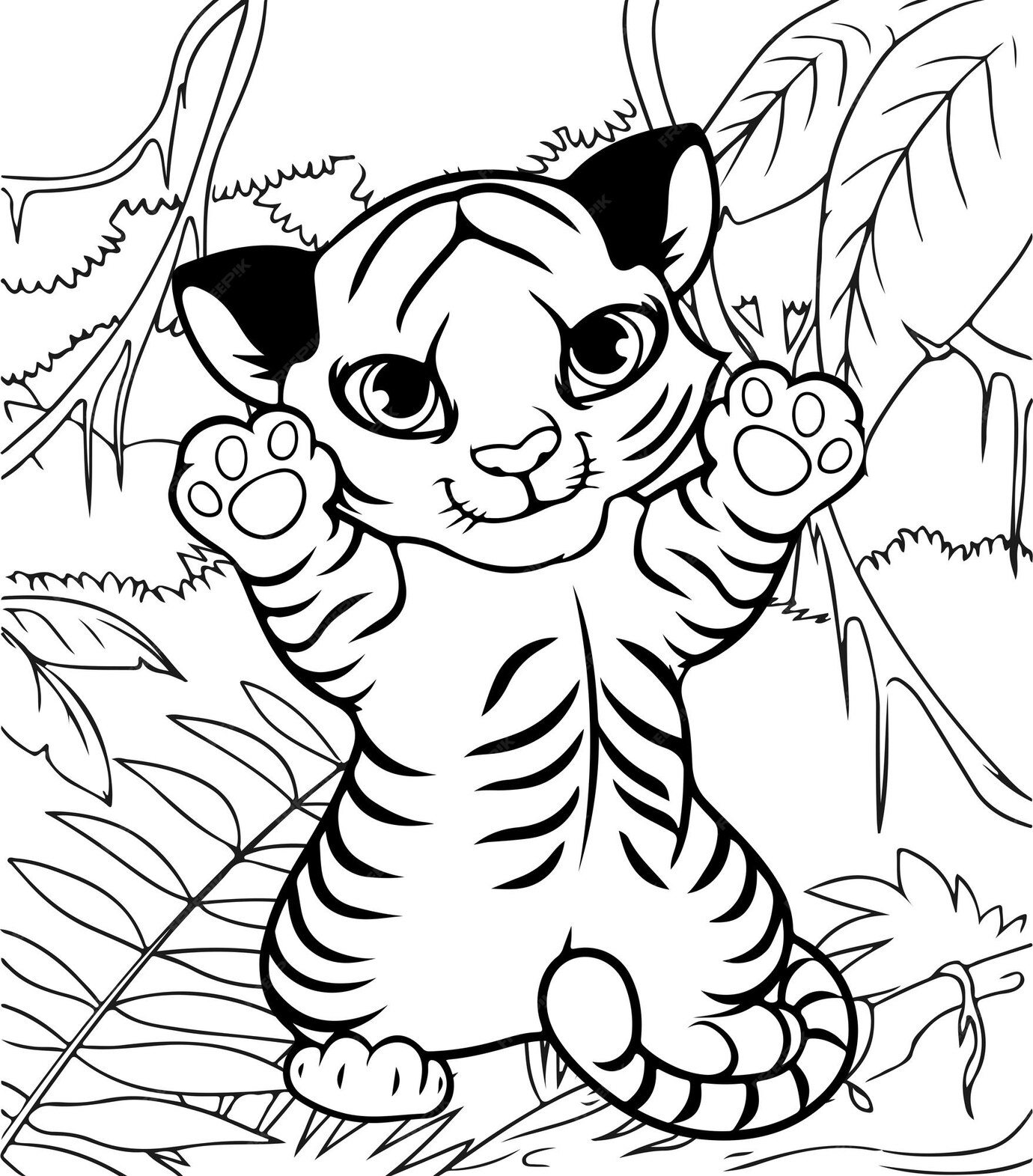Premium Vector Cute baby tiger coloring pages for kids