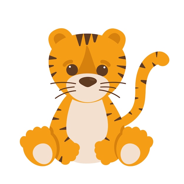 Cute baby tiger illustration.