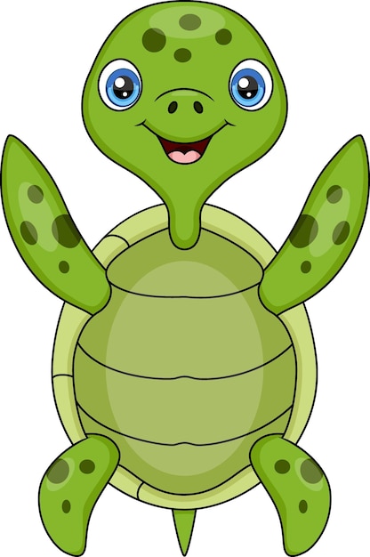 Vector cute baby turtle cartoon posing