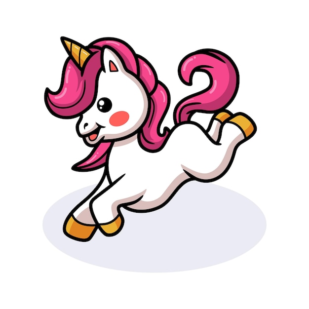 Cute baby unicorn cartoon jumping