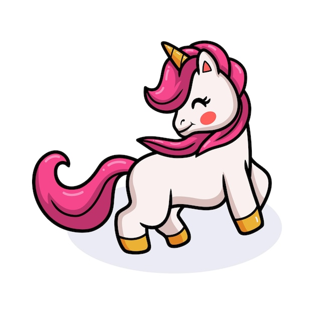 Cute baby unicorn cartoon posing