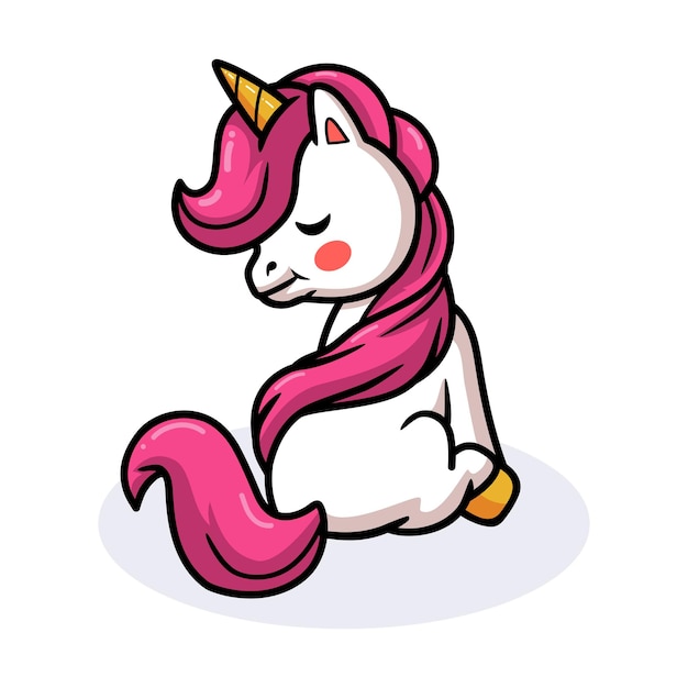 Cute baby unicorn cartoon sitting