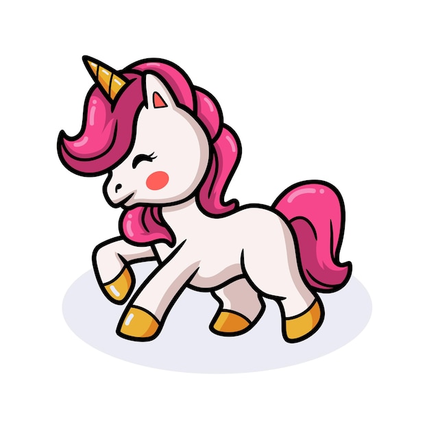 Cute baby unicorn cartoon walking