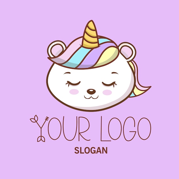 Vector cute baby unicorn logo design vector