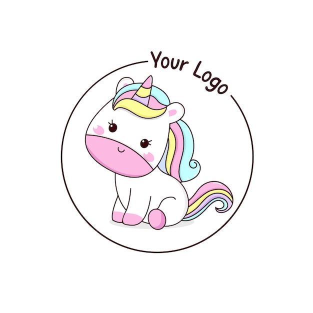 Vector cute baby unicorn logo design vector