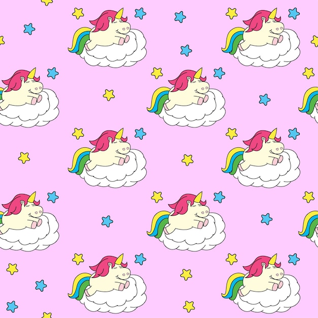 Cute baby unicorn seamless pattern