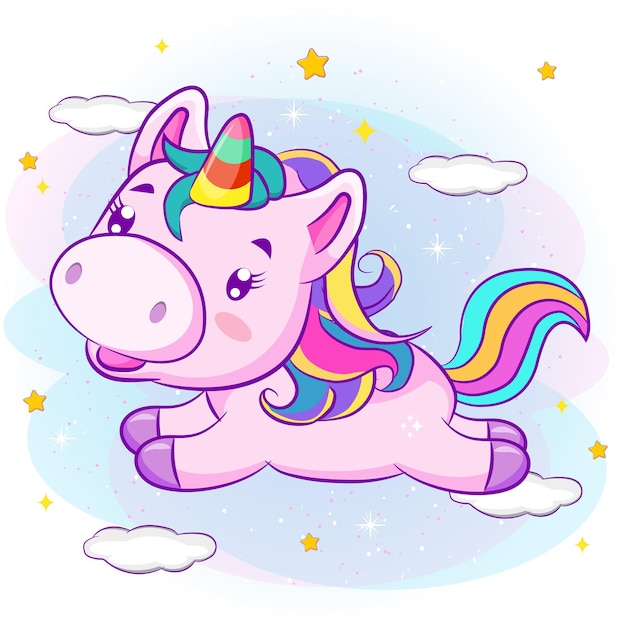 Cute baby unicorn vector