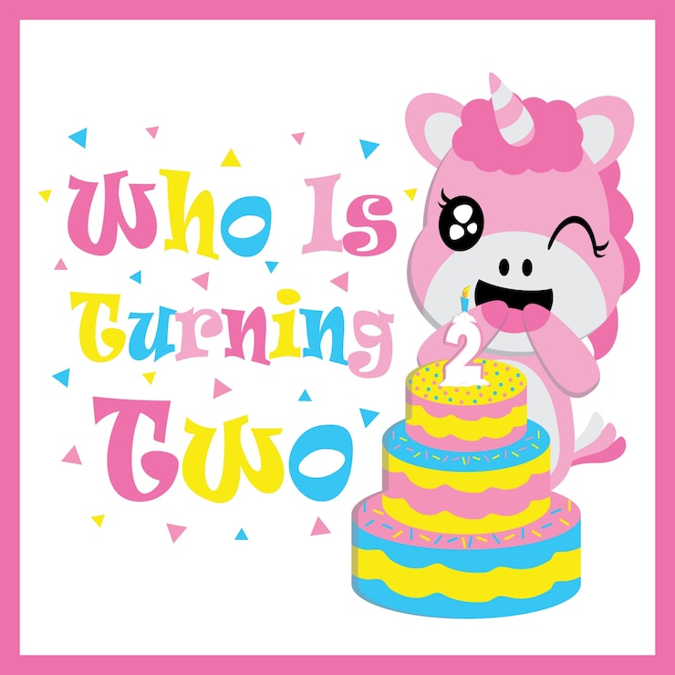 Vector cute baby unicorn with birthday cake vector cartoon, birthday postcard, wallpaper, and greeting card, t-shirt design for kids