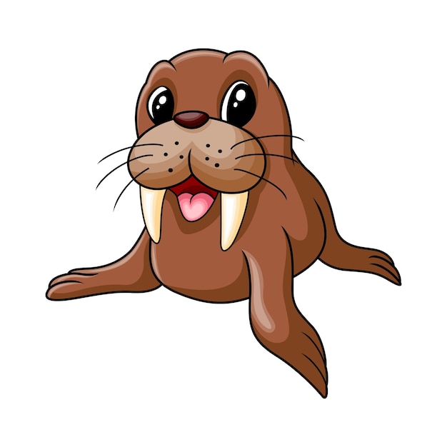 Vector cute baby walrus happy a smile