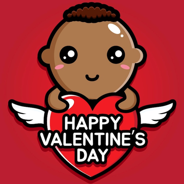 Bambino carino con auguri di san valentino felice