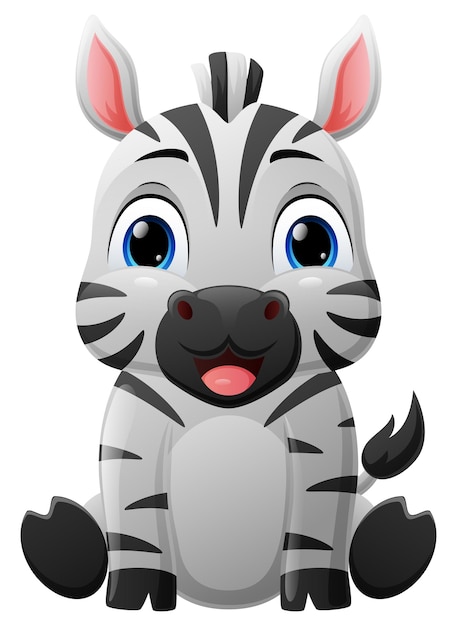 Cute baby zebra cartoon sitting