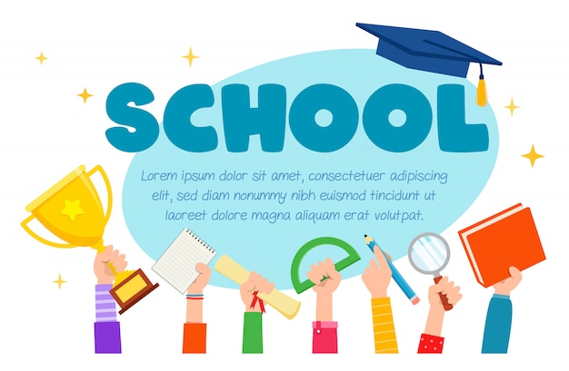 Vector cute back to school  template with text