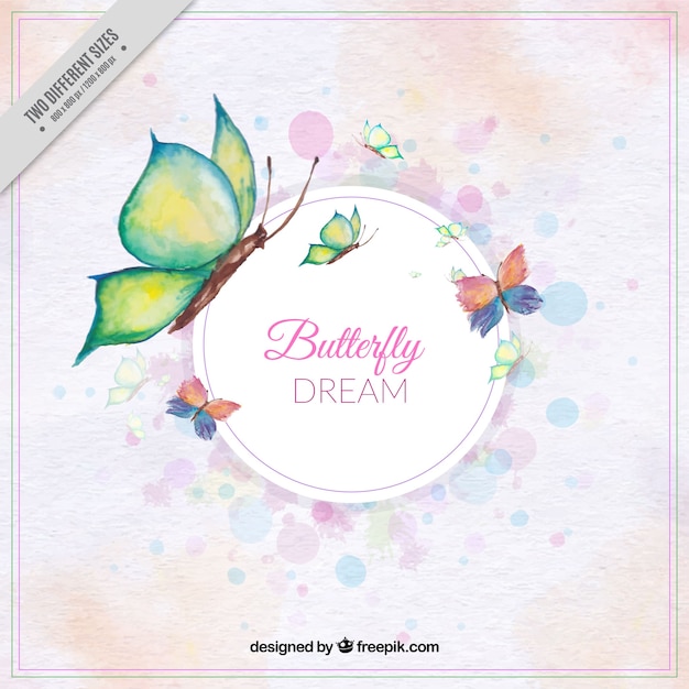 Cute background of butterflies in watercolor style